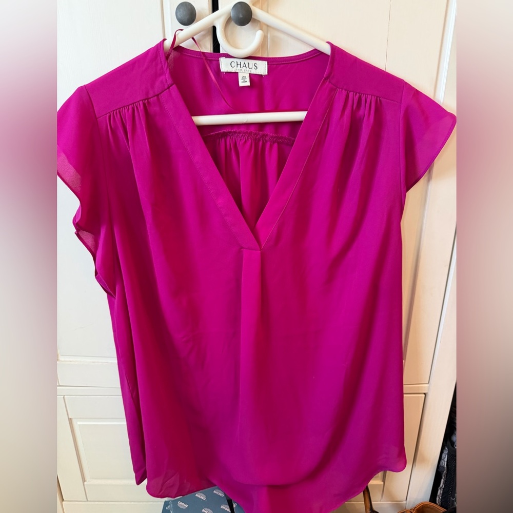 Chaus Fuchsia V-Neck Blouse size 2X
